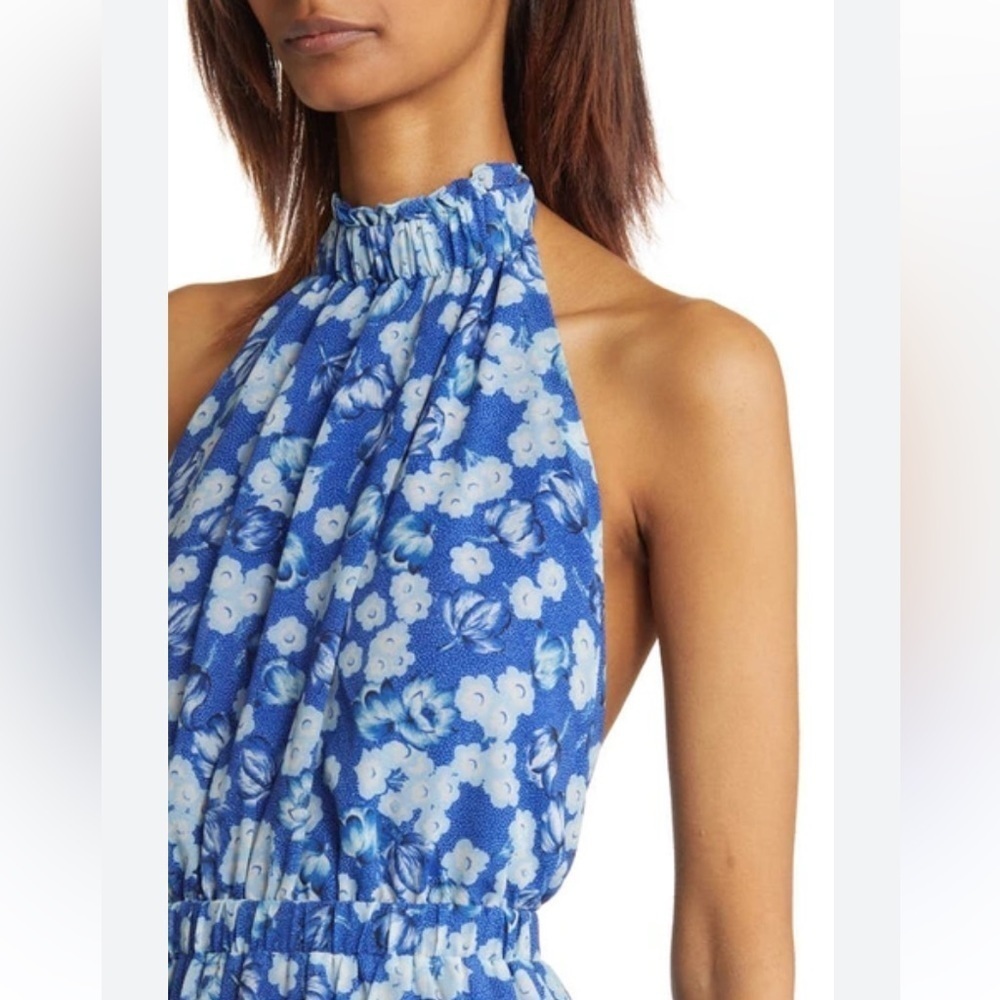 New! Chelsea28 Blue Surf Astr Floral Strapless Dress Nwt 30975 — image 2 of 8